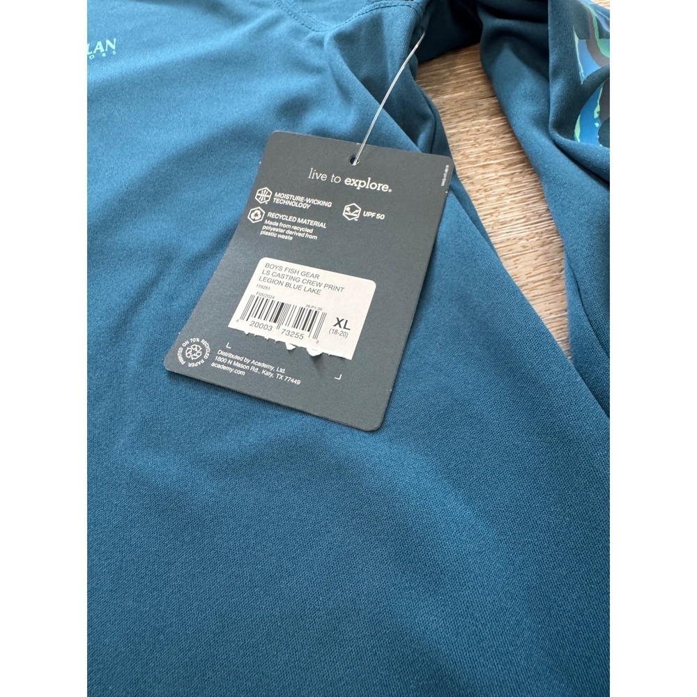 Magellan Outdoors Boys XL 18-20 Fish Gear LS Casting Crew Shirt Legion Blue Lake - Picture 4 of 9